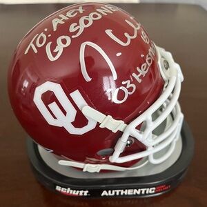 Okla Sooner JASON WHITE 2003 HEISMAN autographed NCAA mini Football helmet